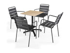 Ensemble Tavolo con terrazza stratificata in colore naturale e 4 sedie grigio TJUL98335