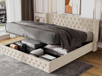Letto contenitore 160x200 cm en Mobenze con sommier à Mobenze - Beige FHRD87955