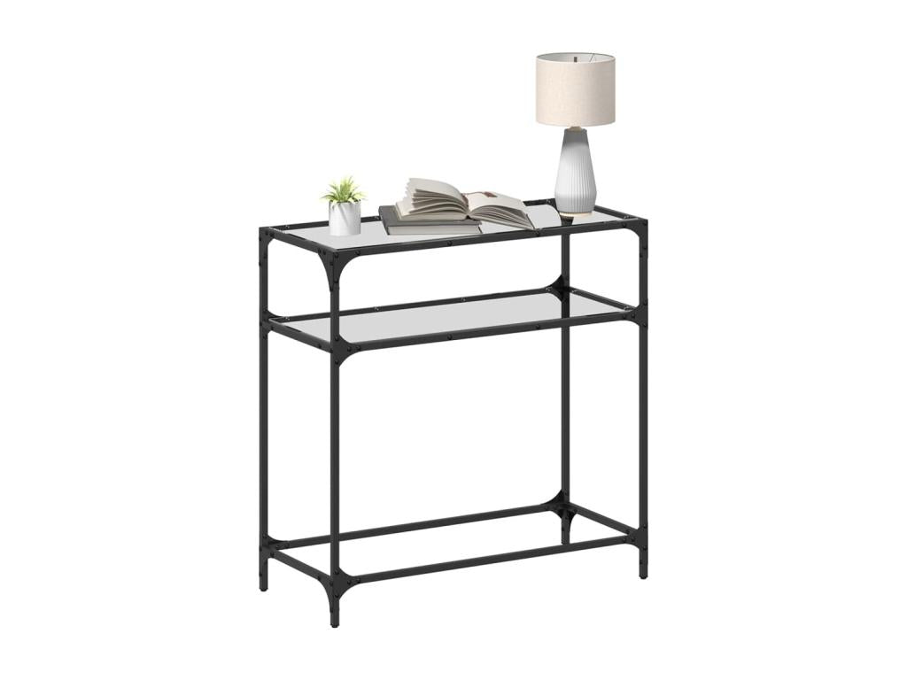 Tavolo consolle con dessus en verre trasparente 80x35x81cm acier GZAD30924