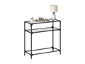 Tavolo consolle con dessus en verre trasparente 80x35x81cm acier GZAD30924