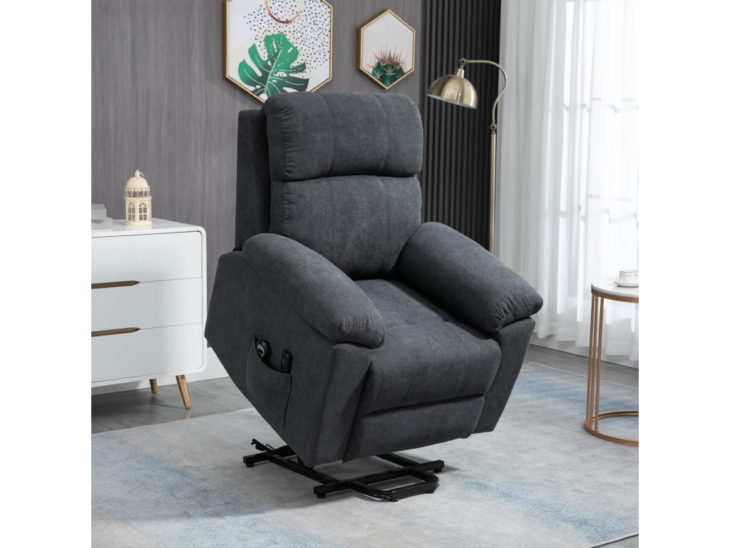 Poltrona da massaggio fauteuil releveur électrique inclinaison réglable repose-pied regolabile tessuto grigio BWVJ29226