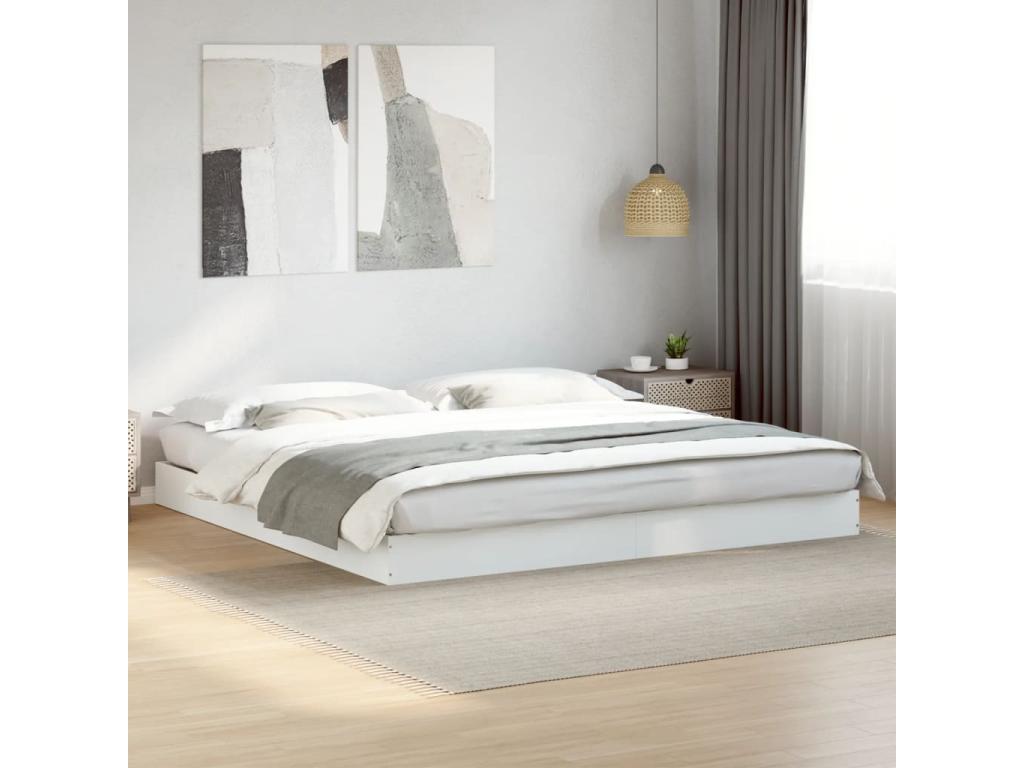 Struttura letto in legno ingegnerizzato bianco, 180 x 200 cm