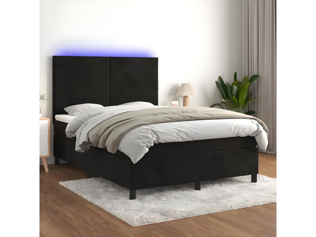 Sommier à Mobenze de lit con Materasso LED Nero 140x190cm Mobenze VKWO74581