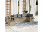 Set da giardino con cuscini 6 pezzi in resina intrecciata beige VSRJ46902