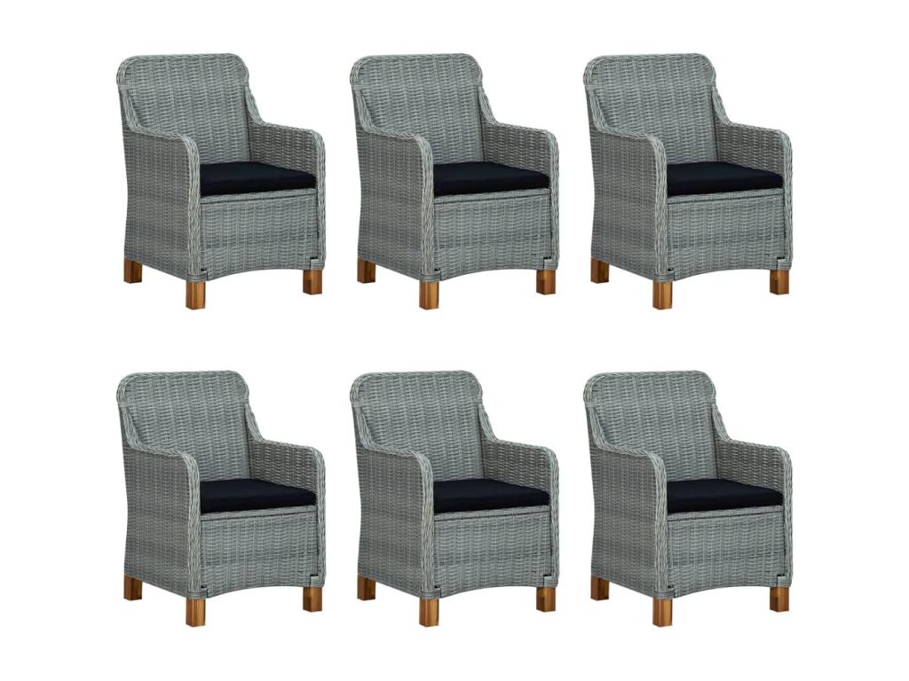 Mobili da pranzo 7 pezzi con coussins resina intrecciata Grigio chiaro SKKB75207