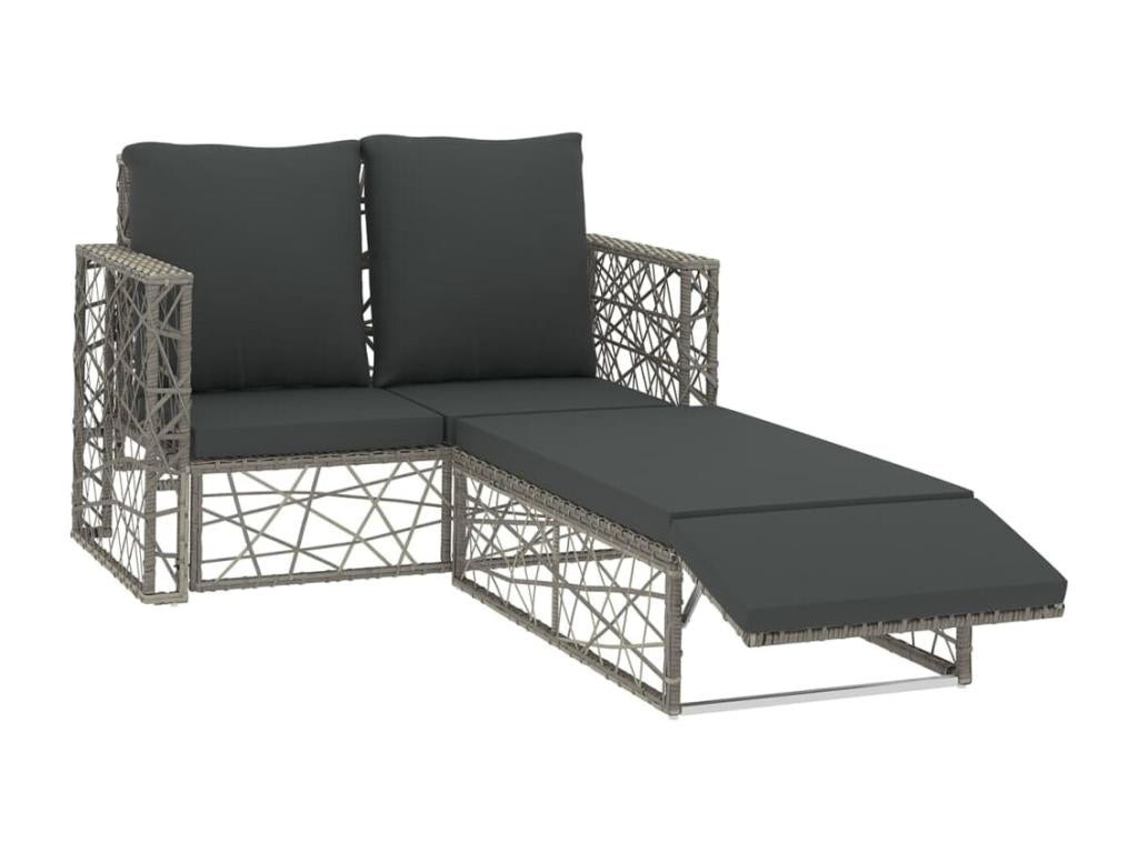 Set da giardino 2 pezzi con cuscini in resina intrecciata Grigio FATW76077