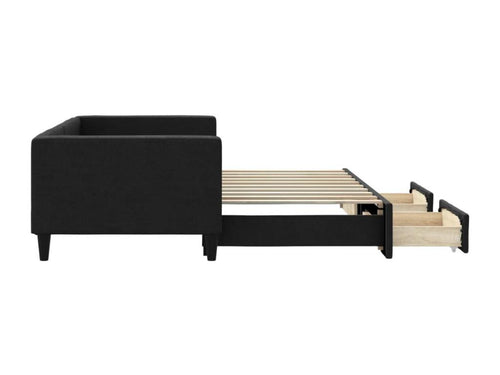 Letto in tessuto nero, 90 x 190 cm