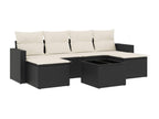 Set da giardino 7 pezzi con cuscini in resina intrecciata nera YKOR47799