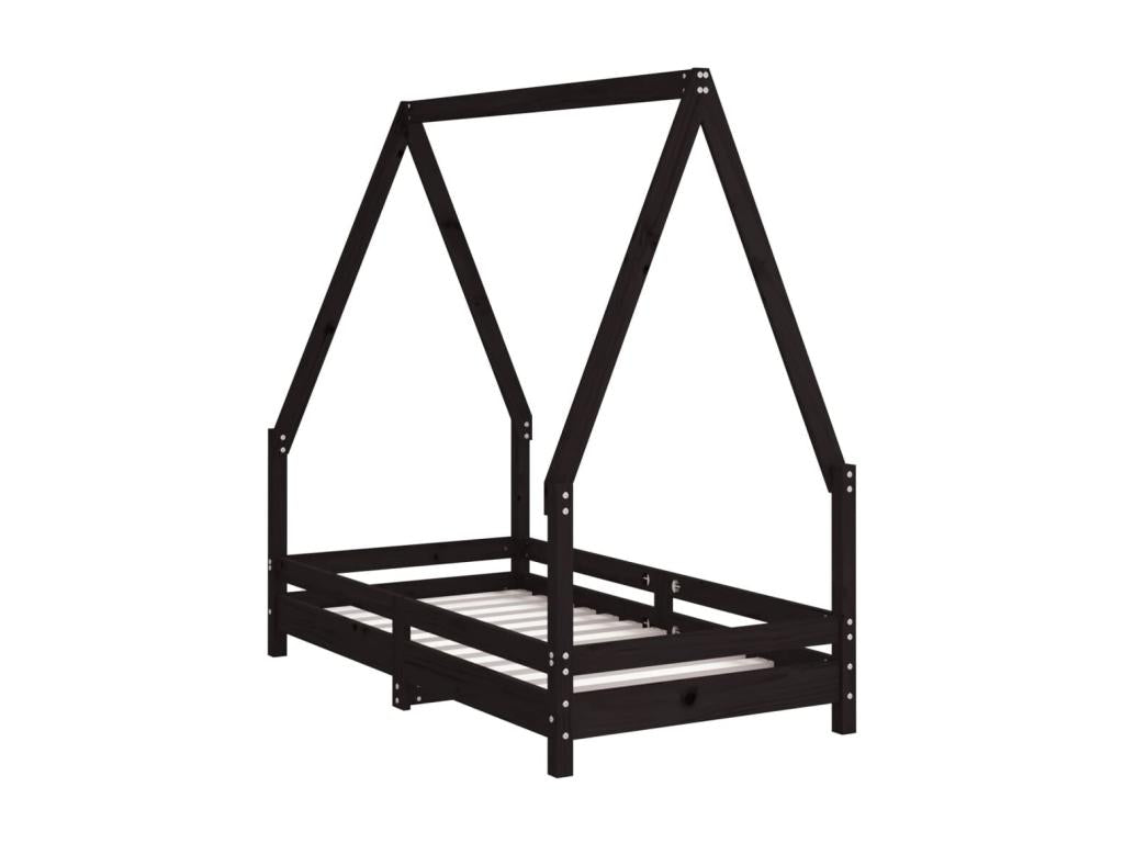 Struttura letto pour enfant nero 70x140 Mobenze de pin massif PCMR67969