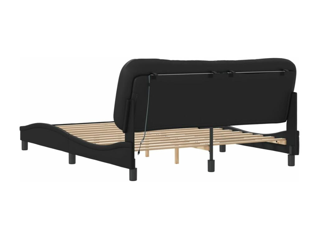 Struttura letto con LED senza materasso nero 160x200 cm UENV12812