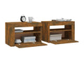 Comodini 2 pezzi con LED chêne fumé 60x35x40 cm KMMK07566