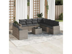Set da giardino con cuscini 10 pezzi in resina intrecciata grigia DVTB64618