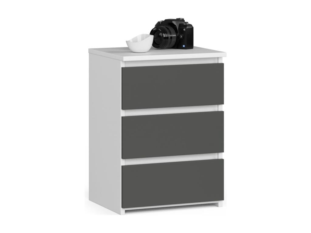 Comodino Mobenze CL3 Whitehe 40 cm 3 cassetti facciata Grigio Grafite 40x35x57 cm UHHI68857