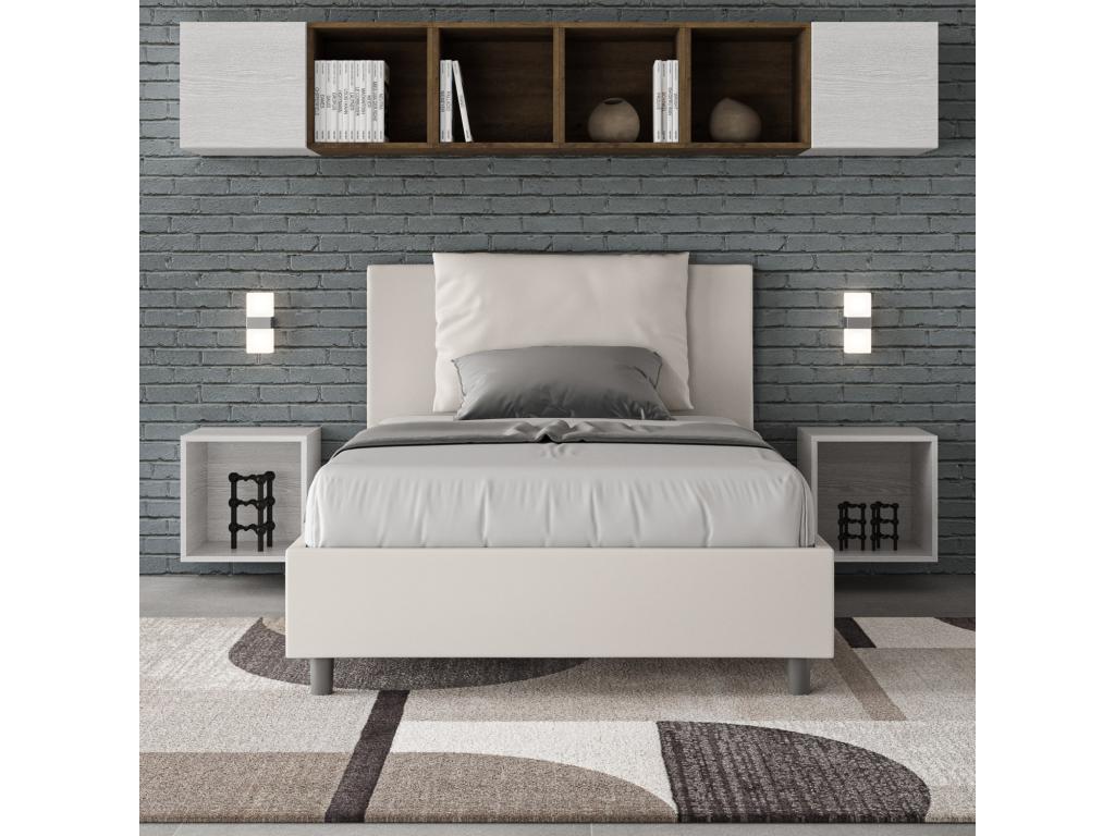 Letto in similpelle bianca, 120 x 210 cm