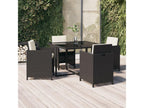 Ensemble à dîner de jardin con coussins 5 pz poly rotin nero DRQA34609
