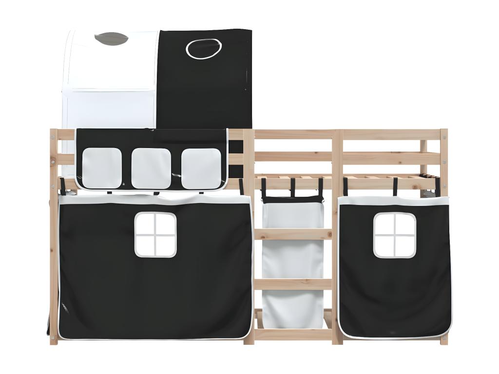 Superposé illuminato con rideaux bianco/nero 75x190 cm Mobenze pin massif ILQP34053