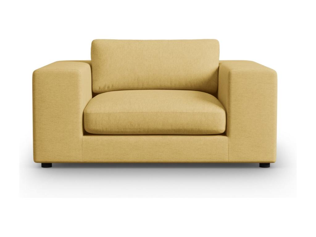 Divano in tessuto giallo, 156 x 122 x 72 cm