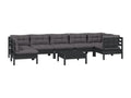 Set da giardino 8 pezzi con cuscini Nero Bois de pin EETA28172