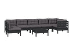 Set da giardino 8 pezzi con cuscini Nero Bois de pin EETA28172