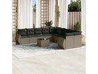 Set da giardino 11 pezzi con cuscini grigio chiaro in resina intrecciata LPJM94328