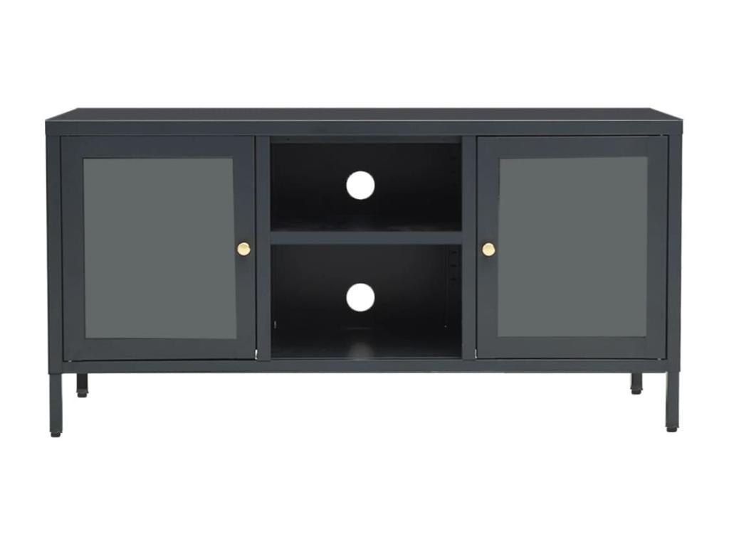 Mobile TV Antracite 105x35x52 cm Acciaio e vetro TOMZ33703