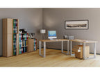 Bureau d'angle Mobenze Bureau informatique Table d'angle Mobenze profondeur 50 U Alu argent Chêne Mobenze scié - 130 - 190 CFOD65265