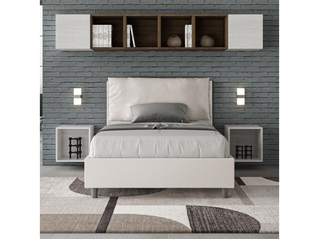 Letto in similpelle bianca, 120 x 200 cm