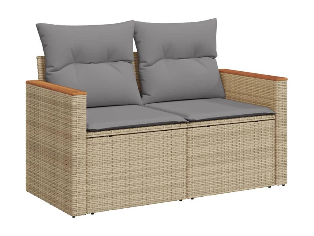Set da giardino con cuscini 9 pezzi Mobenze beige resina intrecciata ITQE65441