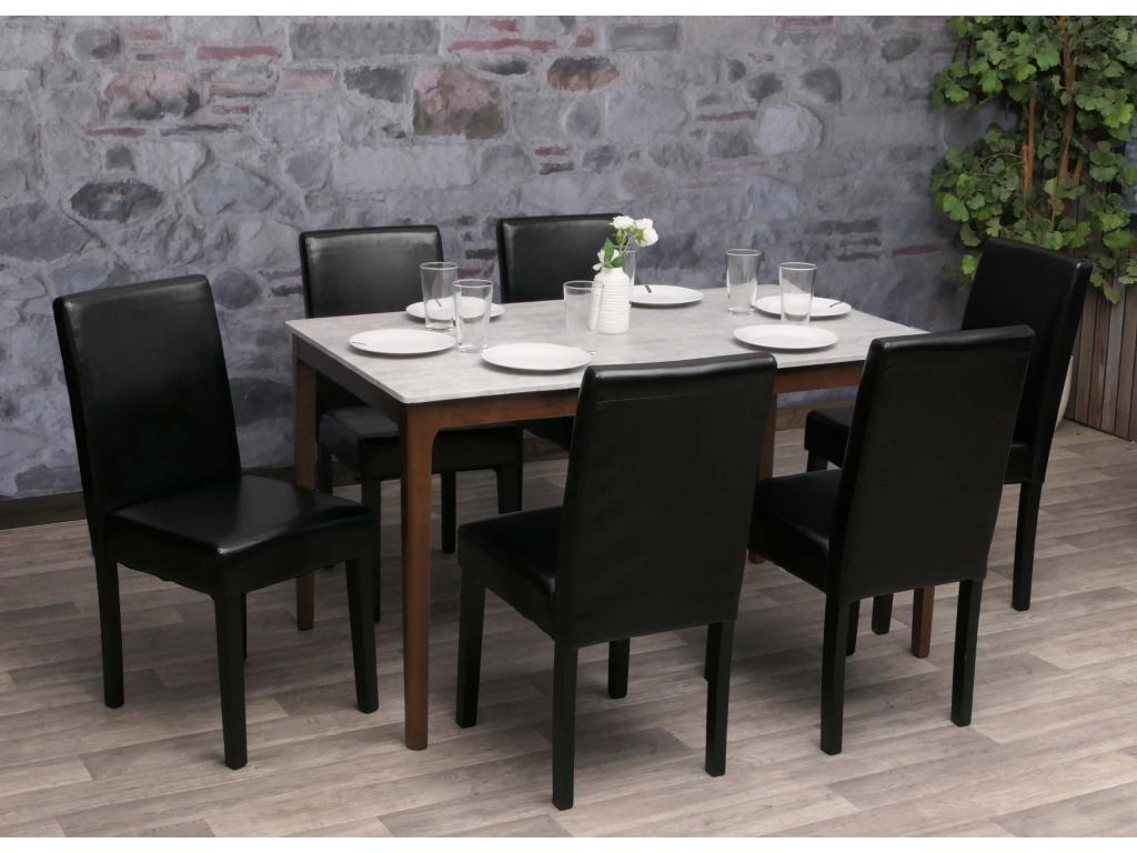 Sedia da sala da pranzo Luxameub similicuir lot de 6 simili-cuir gambe nere foncés JWGG65465