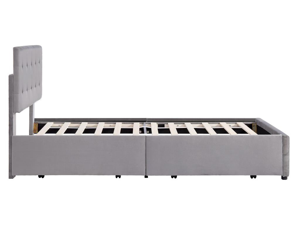 Illuminato con testiera regolabile e 4 cassetti - 140x200 cm - tessuto in Mobenze - sommier a Mobenze - grigio PKVC87884