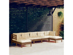 Set da giardino 7 pezzi con cuscini Brown miel Mobenze de pin 11 GPQN43372