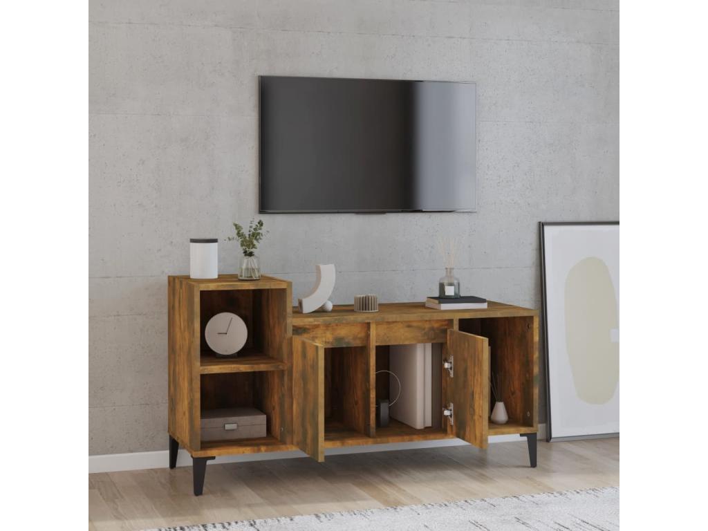 Mobile TV Chêne fumé 100x35x55 cm Bois d'ingénierie JQSC90792