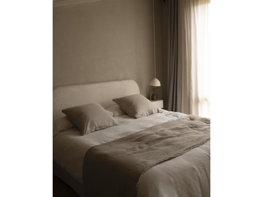 Letto in tessuto Boucle bianco, 140 x 110 cm