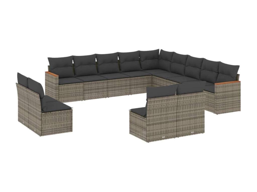 Set di mobili da esterno in vimini intrecciato in resina grigia - dlz1766571245605