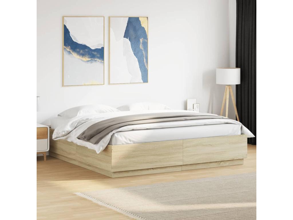 Bed frame sans Mattress chêne Mobenze 180x200 cm SNXO98117
