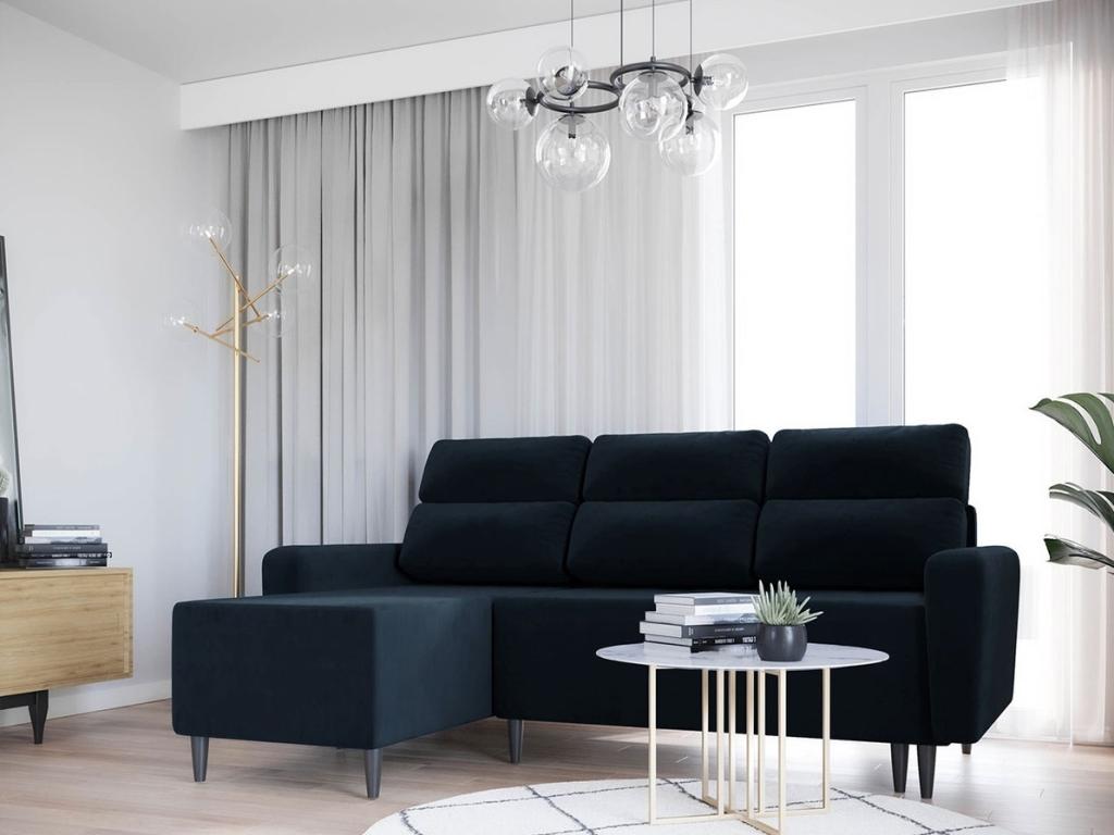 Divano d'angolo Boislis 102 Blu Fonction de couchage bedding box 236x148x99cm GYDZ99820