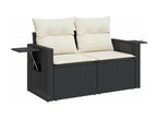 Set da giardino 6 pezzi con cuscini in resina intrecciata nera MXKX57594
