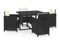 Ensemble à dîner de jardin con coussins 5 pz poly rotin nero DRQA34609