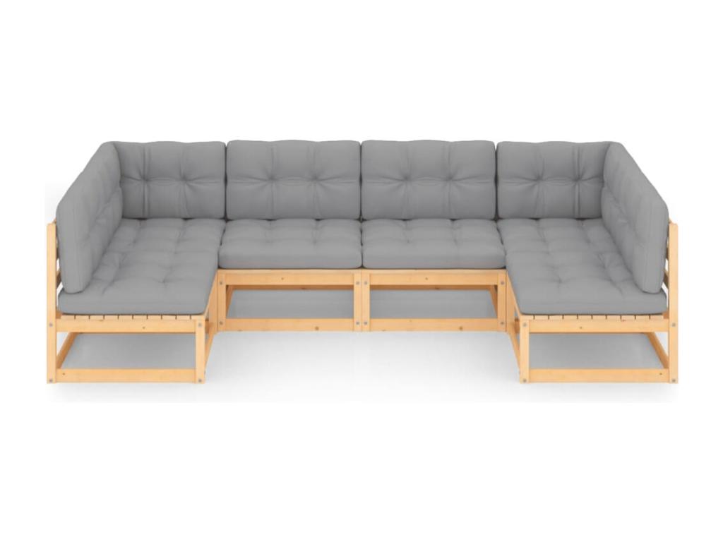 Set salotto da giardino 6 pezzi con coussins Bois de pin massif QNNX43362