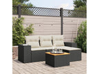 Set da giardino 5 pezzi con cuscini in resina intrecciata nera BSTG27045
