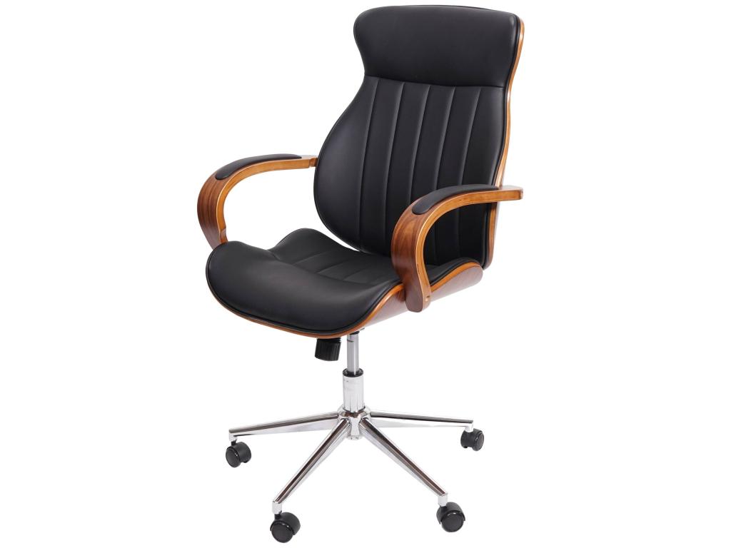Sedia da ufficio Mobenze-H39 pivotante fauteuil Mobenze courbé aspetto noyer similicuir - nero COLW33177