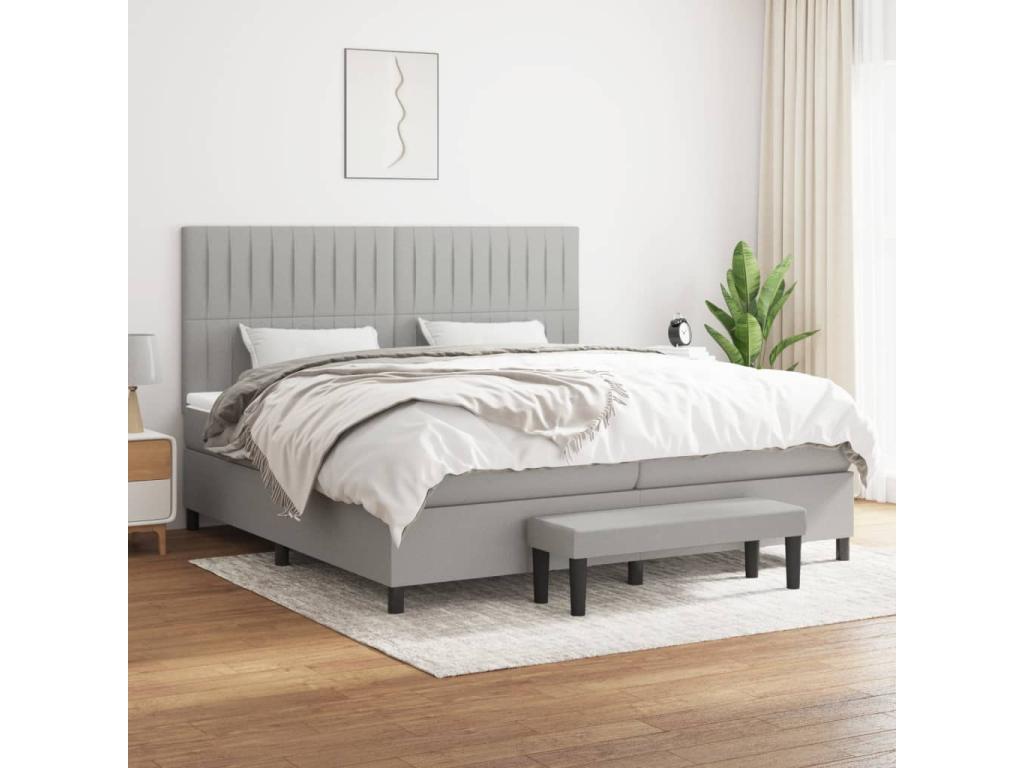 Lit à sommier tapissier con materasso Grigio chiaro 200x200 cm Tissu DNIC63447