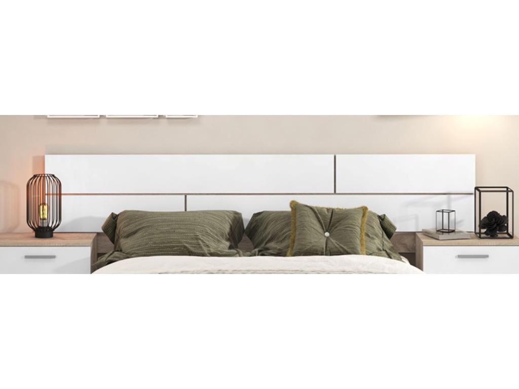 Ensemble Testiera 2 tavolini comodini coloris chêne Mobenze/bianco WDGX90265