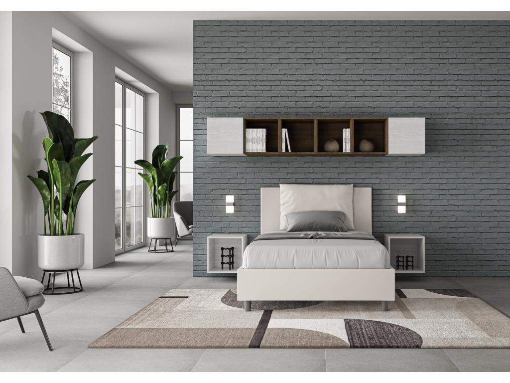 Letto in similpelle bianca, 120 x 210 cm