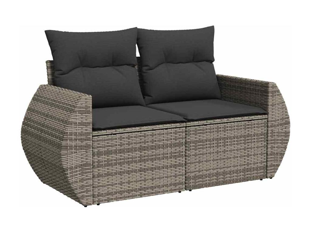 Set di mobili da esterno in vimini intrecciato in resina grigia - dlz1766571363980