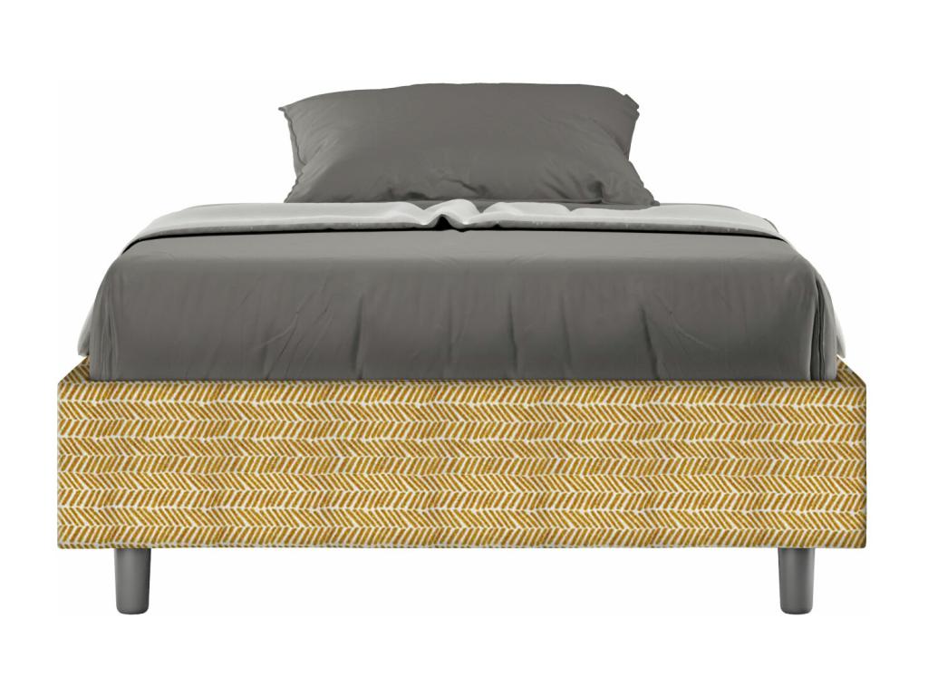 Struttura letto in tessuto giallo, 120 x 190 cm
