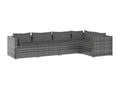 Set da giardino 5 pezzi con cuscini in resina intrecciata Grigio MQQF05352