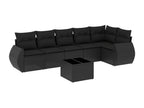 Set da giardino 7 pezzi con cuscini in resina intrecciata nera OPYR95167