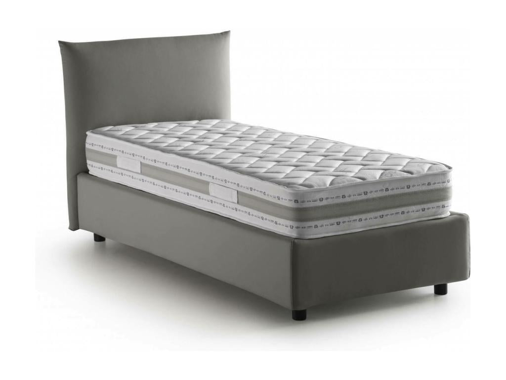 Lit simple Luxameub Letto contenitore con rivestimento in tessuto Made in Italy Ouverture laterale con materasso 80x190 cm incluso Grigio MAQQ55668