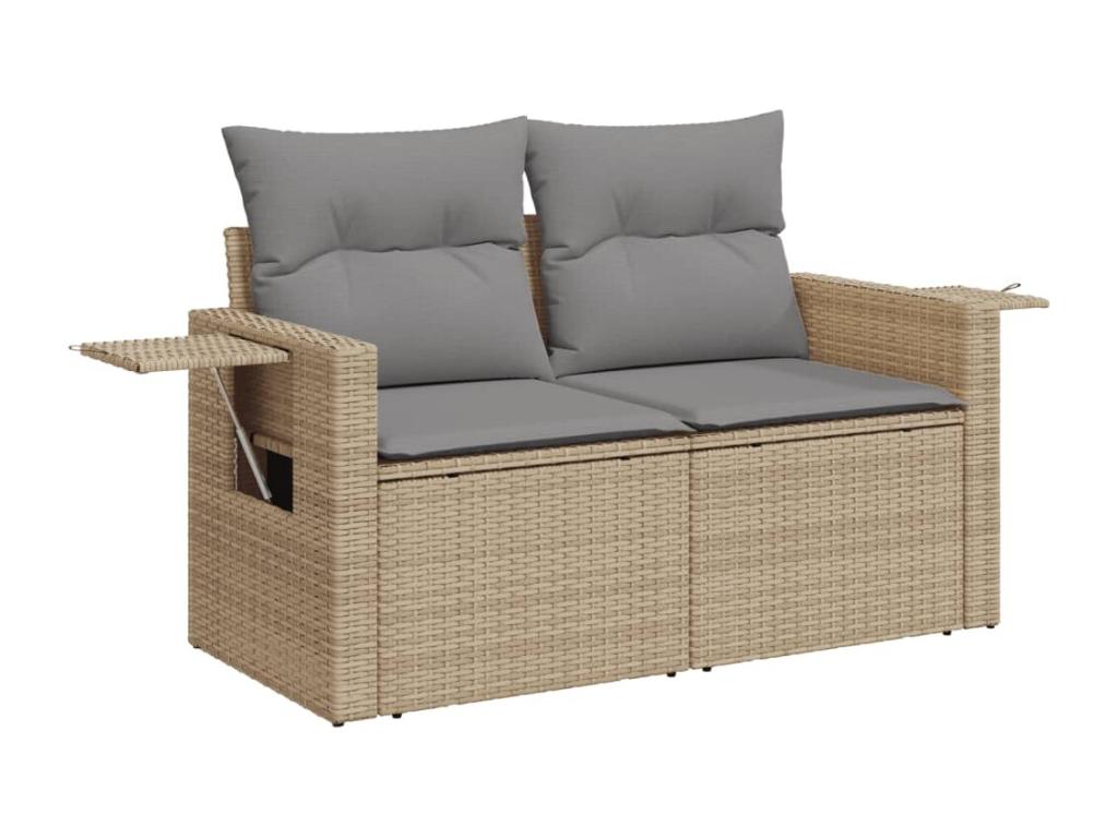 Set da giardino con cuscini 6 pezzi in resina intrecciata beige VSRJ46902